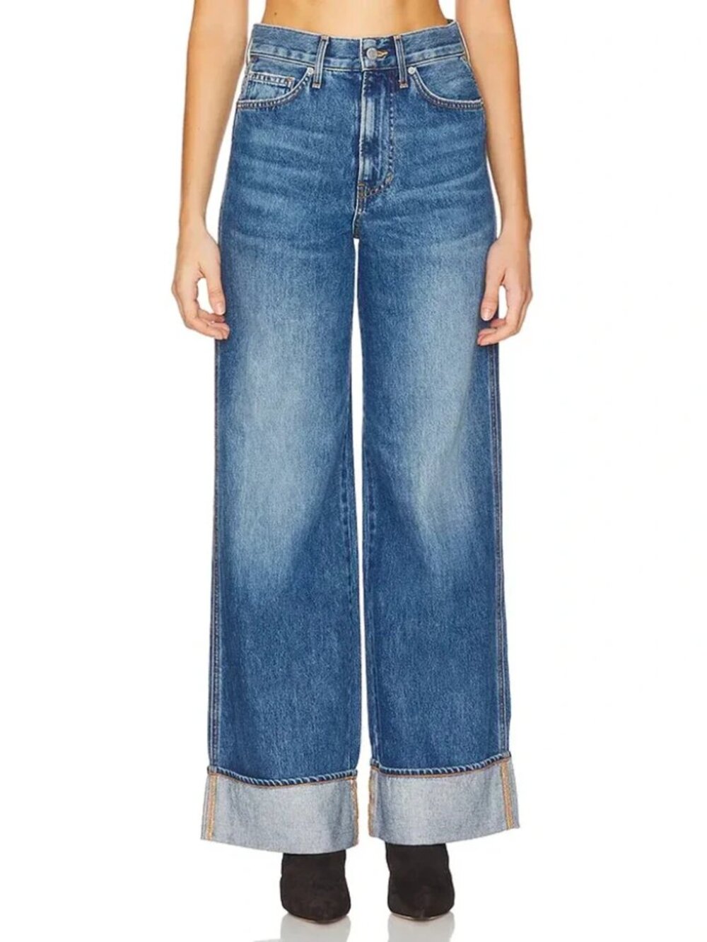 Veronica Beard Taylor High Rise Relaxed Wide Leg Jeans in Rebel Stone 30
